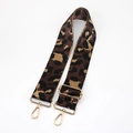 Close-up of adjustable leopard print bag strap with high-quality gold metal buckles - Coffee With Gold Buckle