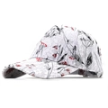 Casquette de baseball en coton blanc avec motifs branches noires et bourgeons rouges - Réglable / Blanc Dentelle Fleurie