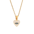 Golden heart necklace with white enamel evil eye pendant and delicate O-chain - Eyelash Heart Evil Eye Necklace