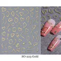 Detail von Laser-Roségold-Herz-Nagelaufklebern mit 3D-Metalltexturen und Linienkunst - Gold