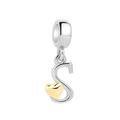 Silver letter S pendant with gold heart accent for personalized charm necklaces - Letter S