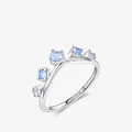 Elegante anello a corona in argento S925 con zirconi blu e viola alternati brillanti - Taglia US 6 / Stile Corona in Argento Sterling S925 Zirconia Blu