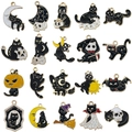 20pcs Halloween black cat charms set with pumpkin skeleton designs for DIY jewelry - Mix 20pcs Halloween Cat Skeleton (SN1600)