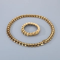 Conjunto de collar y pulsera para hombre en acero inoxidable dorado estilo dragón - Conjunto Dorado