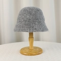 Cappello a secchiello invernale in maglia di mohair grigio con texture soffice - Grigio (6015)