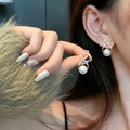 Golden bow-style pearl earrings with micro-inlaid zircon and S925 silver needles - Crisscross Pearl Earrings (Gold Pave)