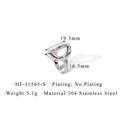 Anello a cuore cavo minimalista in acciaio inossidabile 304 con design aperto argento - Stile Onda Irregolare (HF-J1565-S) / Argento