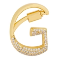 Golden letter G pendant with cubic zirconia inlay and functional screw clasp - Letter G