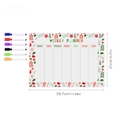 Magnetic acrylic weekly planner board set with colorful markers and size dimensions - TYU363 Small Leaves (With 6 Pens)