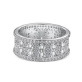 Elegant S925 sterling silver ring with olive texture and pavé zircon stones in silver finish - US 5 / Silver Color (DY120879)