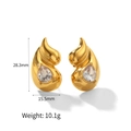 Elegant 18k gold plated stainless steel teardrop earrings with sparkling cubic zirconia - Gold Inlaid Zirconia Water Drop Style (TE6657-CZ-G)