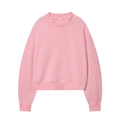 Pink minimalist crewneck sweatshirt with drop shoulders and ribbed cuffs on white backdrop - S / Pink