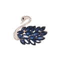 Eleganter Schwan-Anstecknadel in Gold mit marineblauen Kristallen und Strasssteinen - Dunkelblauer Schwan Stil (BR1209-5)