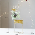 Christmas reindeer table decor in vintage white and gold metal finish with pine cones - Gold Reindeer-Large
