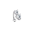 Polished silver stainless steel navel ring featuring a clear heart-shaped zircon stone - XY-26 Prong-Set Double Heart
