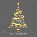 Golden Christmas tree wall decal with stars and snowflakes, size 58x83.7cm - YTH002M-Snowflake Ribbon Tree (Large)