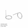 Minimalist 10x10mm silver stainless steel geometric circle stud earrings for women - Large Round (YE15764) / 10x10mm / Silver