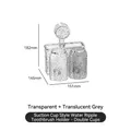 Portaspazzolino a doppia tazza con ventosa, texture a onde in grigio e trasparente - Portaspazzolino a onde (2 tazze - Trasparente e Grigio)