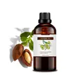 100ml organic jojoba oil for hair and body care in amber glass bottle with almond décor - Jojoba Oil 100ml