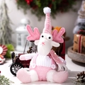 Renna di peluche rosa con paillettes e cappello di lana per decorazioni natalizie - Ornamento Appeso Renna Cappello Paillettes Rosa