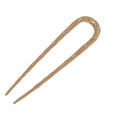 Classic U-shaped hair pin in brown wood grain finish with textured wave pattern - Patterned/Large / KC Gold