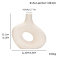 Beige ceramic vase with hollow round design including detailed dimensions and size metrics - Large / Off White