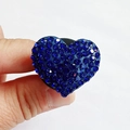 Sparkling dark blue rhinestone heart-shaped car air vent aroma clip for vehicle interior - Blue