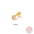Minimalistische 18k vergulde 925 zilveren oorknopjes met 2mm ronde zirkonia steen - 2mm / Goud