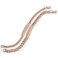 Set of two rose gold stainless steel ID bracelets with flat curved bar and Cuban chain links - 6mm Width 20CM / Rose Gold