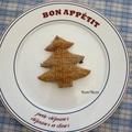 Brown woven fabric Christmas tree ornament with glitter finish and 9cm by 8cm dimensions - Christmas Tree A-02 / Gold Brown