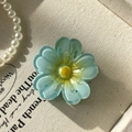 Molla per capelli a forma di plumeria blu cielo con finitura traslucida lucida - 4cm / Blu Prugna Lucido