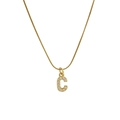 Classic 18k gold plated snake chain necklace with sparkling zircon letter C pendant - Letter C