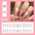 Pink gradient cat-eye press-on nails with 3D bow design in almond shape 24pcs - MY273 Ice Pink Gradient Cat Eye Bow (Glue Style)