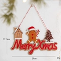 Wooden Merry Xmas hanging sign with gingerbread man and Christmas tree design for wall decor - 29cm Gingerbread Style Letter Sign