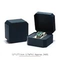 Dark blue PU leather octagonal watch gift box with stitching detail and cream interior - Octagonal Box Dark Blue