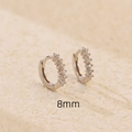 Sparkling S925 sterling silver 8mm hoop earrings with cubic zirconia in silver finish - 8mm / White Gold