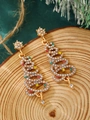 Sparkling Christmas tree drop earrings with colorful stones in a festive gold finish - KC Gold Christmas Tree with Colorful Rhinestones (N-584)