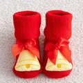 Chaussettes de Noël épaisses pour bébé avec clochettes en peluche et nœuds satinés - Environ 0-1 An / Cloche de Noël