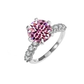 Luxurious S925 silver ring featuring a round cut pink gemstone and pavé diamonds - US 8 / 5CT Sakura Pink Moissanite (incl. GRA Certificate)