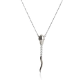 Minimalist silver-tone steel snake pendant necklace featuring five clear zircon stones - 40+5cm / Silver Style 2 (Streamline Pendant)