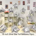 Pack of 10 silver 18-inch star-shaped foil balloons for party decoration - 18 Inch Silver Star (10PCS)