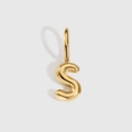 14K gold plated bubble letter S charm pendant for DIY jewelry making - Letter S / Gold