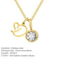 Gouden roestvrijstalen ketting met initiaal D en ronde geboortesteen hanger voor dames - Letter D / Goud