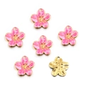 Pink enamel flower charms in stainless steel for DIY jewelry earrings and necklaces - No.7 Flowers / 22x24mm / Pink