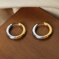 Orecchini a cerchio bicolore minimalisti in acciaio al titanio oro e argento - 2.2cm / Bicolore Oro e Argento