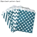 Set da 20 sacchetti regalo turchesi con motivi a onde, quadrifogli, pois e righe - 4 Fantasie Miste / Set da 20 Pezzi / Blu nero