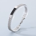 Pulsera de cadena de serpiente trenzada en acero inoxidable plata y negro con cierre langosta - Estilo de Malla en Plata y Negro (KB146631-KLHQ)