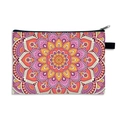 Mandala print large capacity polyester cosmetic bag with colorful patterns and zipper - Pattern 04