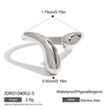 Silver wavy stainless steel ring with waterproof and hypoallergenic properties - Irregular Wave Fluid Texture Style (JDR0104002-S)
