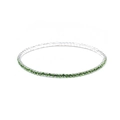 Detail of a 2.0mm elastic tennis bracelet featuring sparkling green crystals and silver finish - Silver Apple Green
